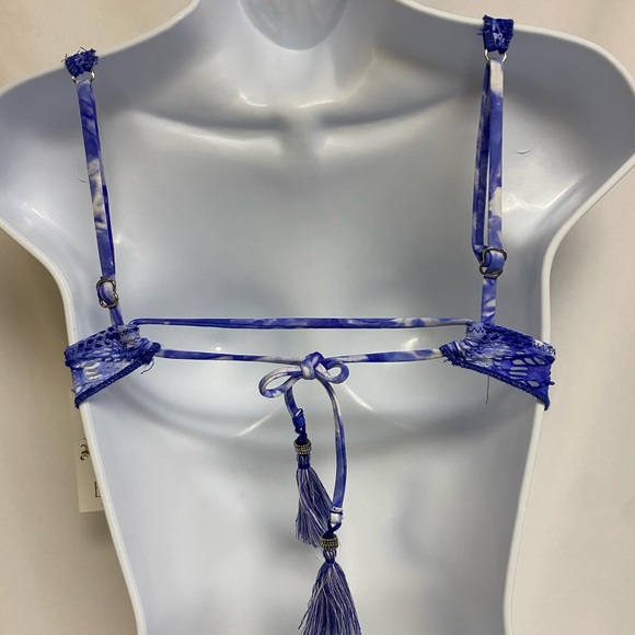 BECCA by Rebecca Virtue Sapphire Blue Crochet Tie Dye Bikini Top Swim - Picture 6 of 8